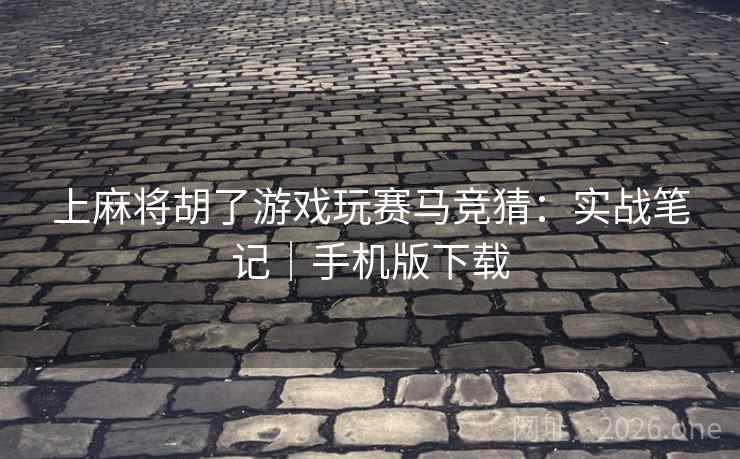 上麻将胡了游戏玩赛马竞猜：实战笔记｜手机版下载